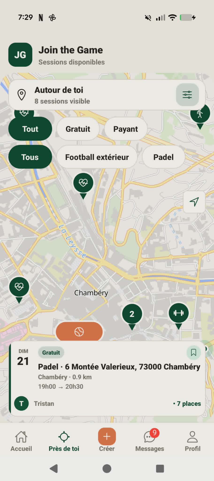 Carte des sessions près de toi